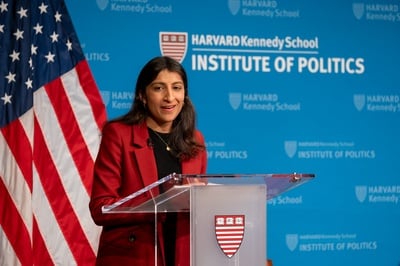 Cover image for Former FTC Chair Lina Khan Urges Democrats to Rethink Federal Agency Function at IOP Forum