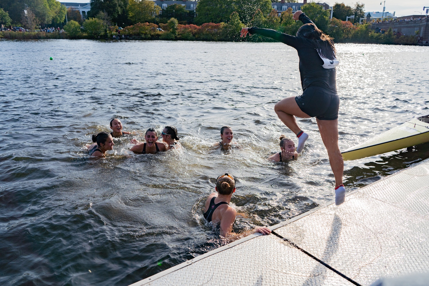 The celebrations kicked off shortly after the meet ended.
