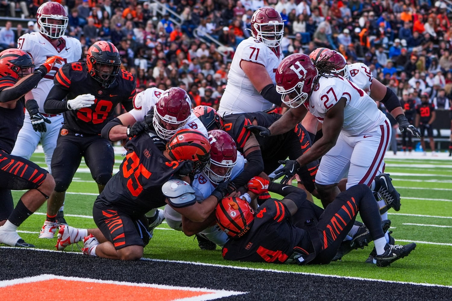 Crimson Football Capt. Jaden Craig's Drive Blocked by Princeton Linemen Gallery 3