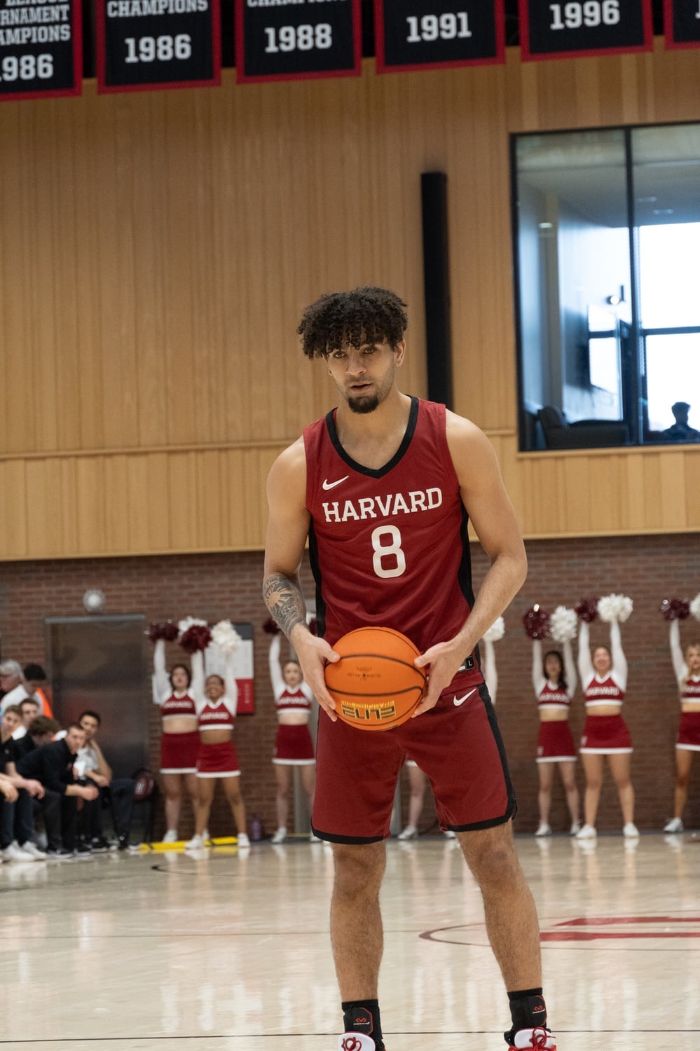 Sophomore guard Tey Barbour shoots a free throw for the Crimson.