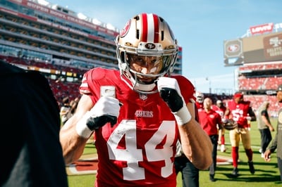 Cover image for Kyle Juszczyk '13 Poses on the Field in Levi's Stadium
