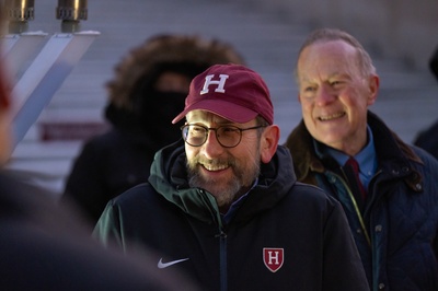 Cover image for Harvard President Alan M. Garber '76 Receives Applause at Chabad Event