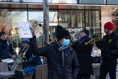 Cover image for HUCTW Protesters Outside Smith Campus Center