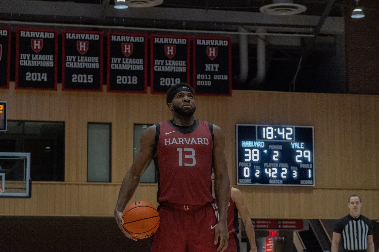 Captain Chandler Pigge at the line for the Crimson.