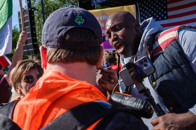 Cover image for Counterprotestor Shawn Nelson at No Kings in Boston Commons