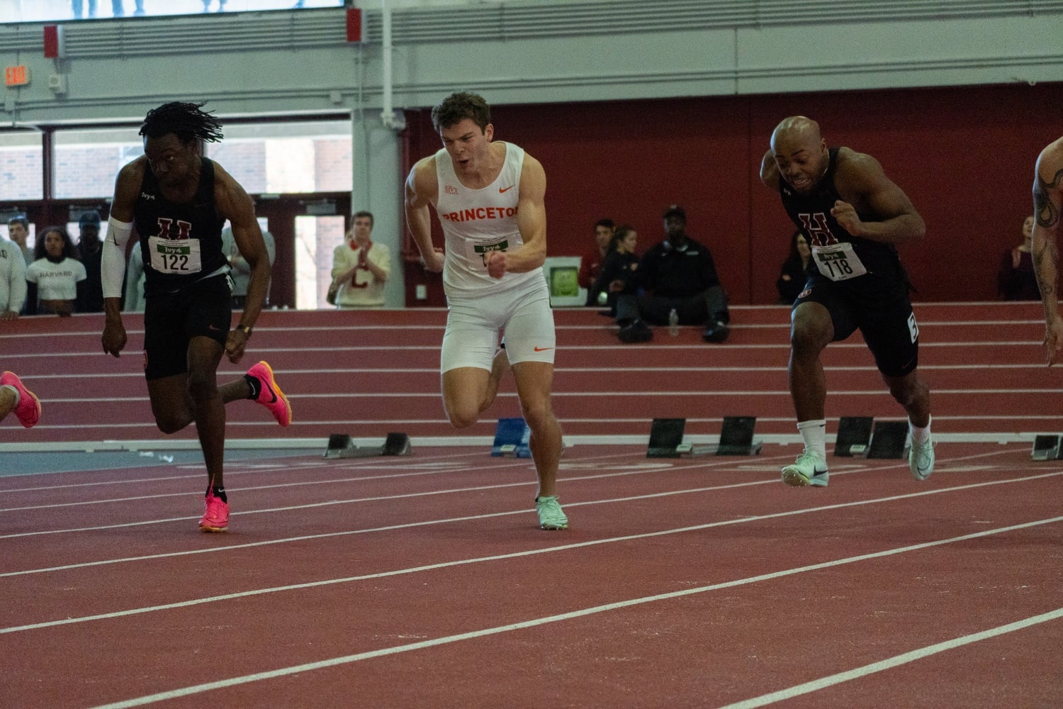Senior Jonas Clarke and junior Timi Esan lead the Harvard sprinters to another successful meet.