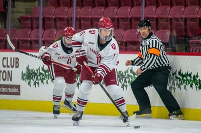 Cover image for Harvard Women’s Hockey Beats No. 8 Quinnipiac in Shootout