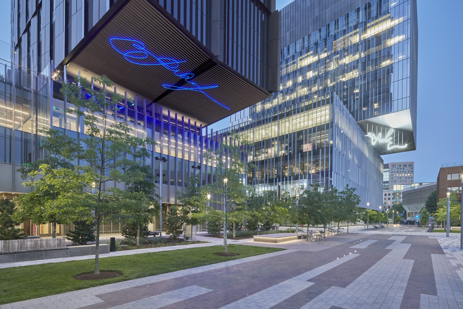 Look up at the facade of 238 Main Street, and you’ll see an electric-blue signature signing and unsigning itself in LED curlicues. This is "The End of Signature," an amalgamation of thousands of signatures of MIT students, professors past and present, and underpaid and overworked interns.
