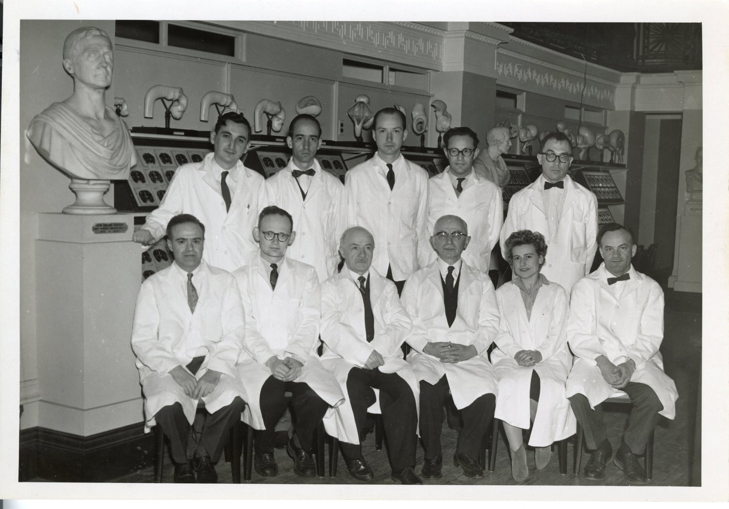 Yakovlev at the Warren Anatomical Museum with a group of HMS neurologists and anatomists in 1965. Slides from his collection are visible in the background.