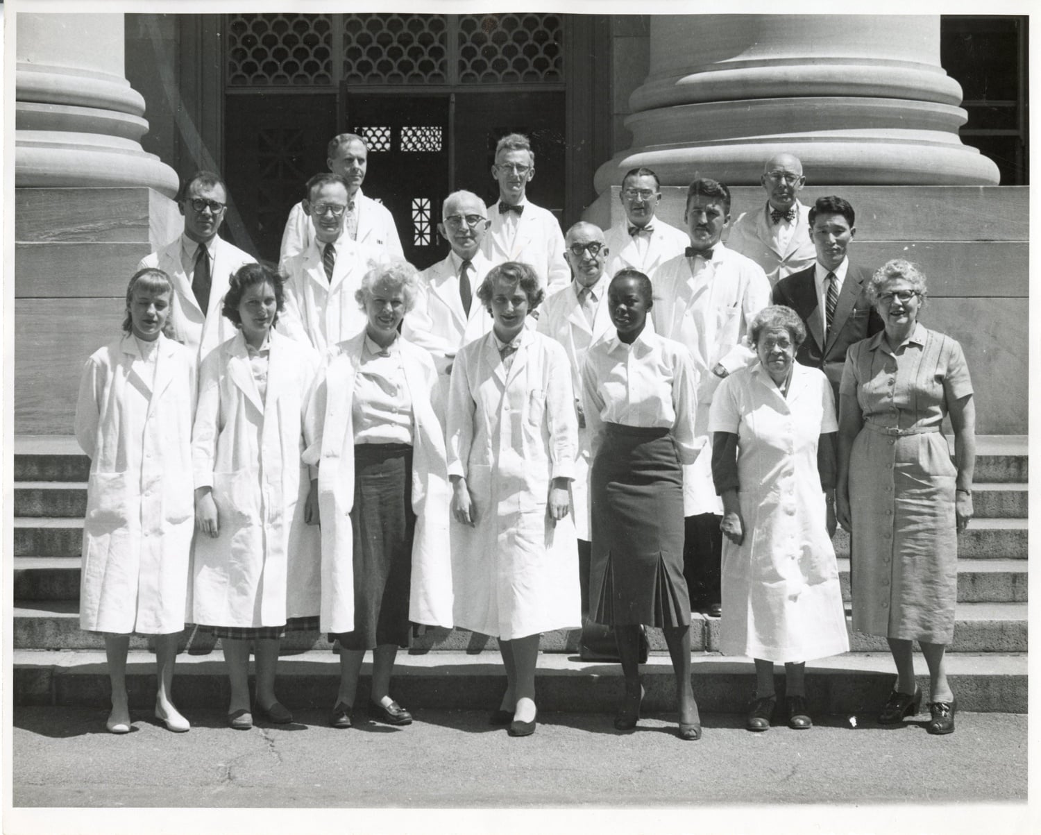 Yakovlev (center) poses with other staff at the Monson State Hospital in 1929.