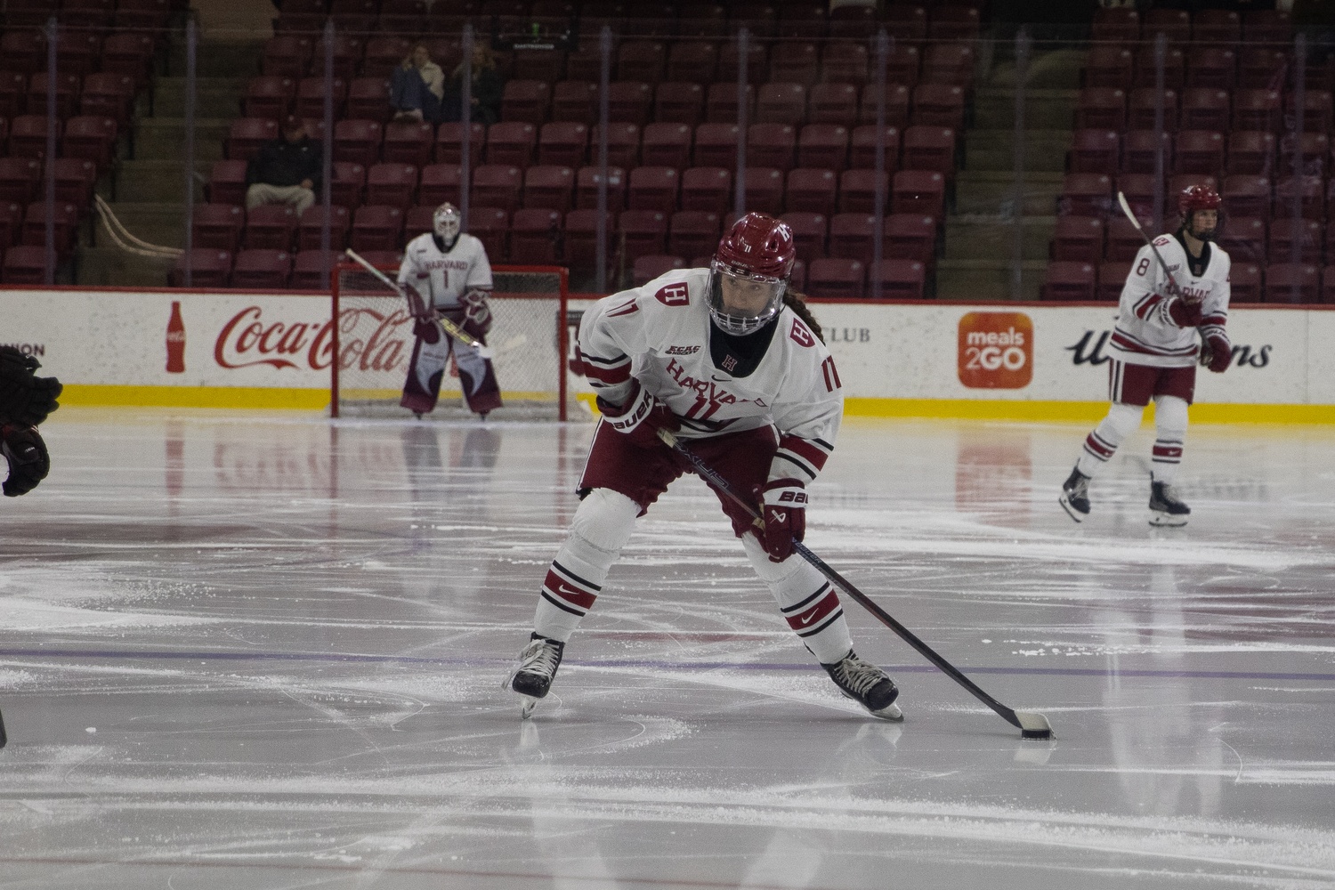 Sophomore Emily Hamann rips a shot against St. Lawrence in the opening round of the ECAC Tournament.
