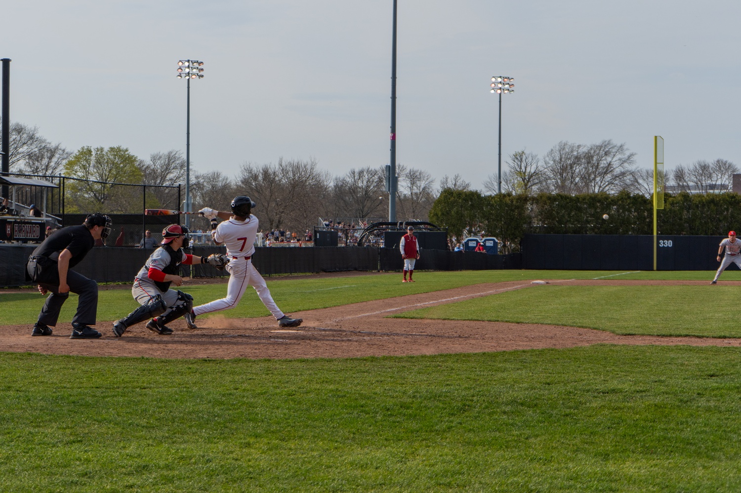 Senior Gio Colasante at the plate for the Crimson.