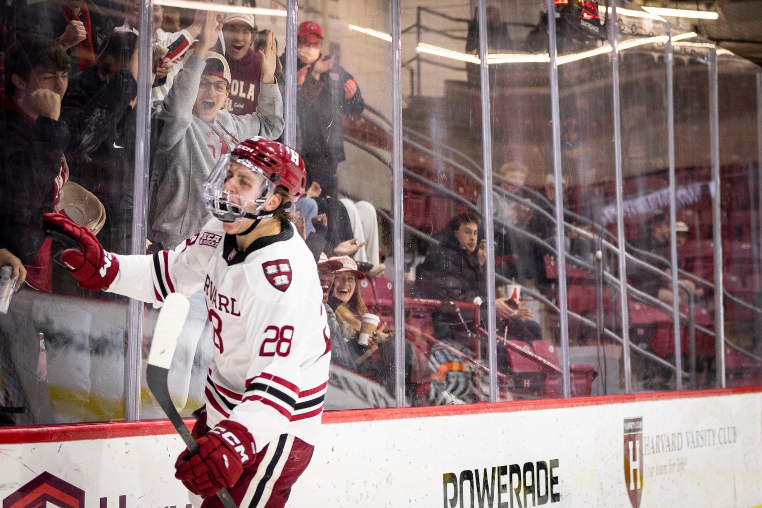 Freshman forward Heikki Ruohonen celebrates a goal. 