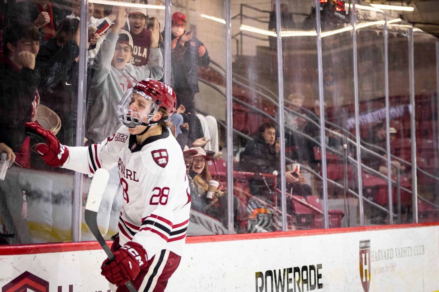 Freshman forward Heikki Ruohonen celebrates a goal. 
