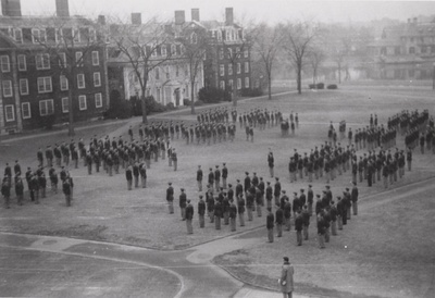 Cover image for Military formation in HBS yard, 1944