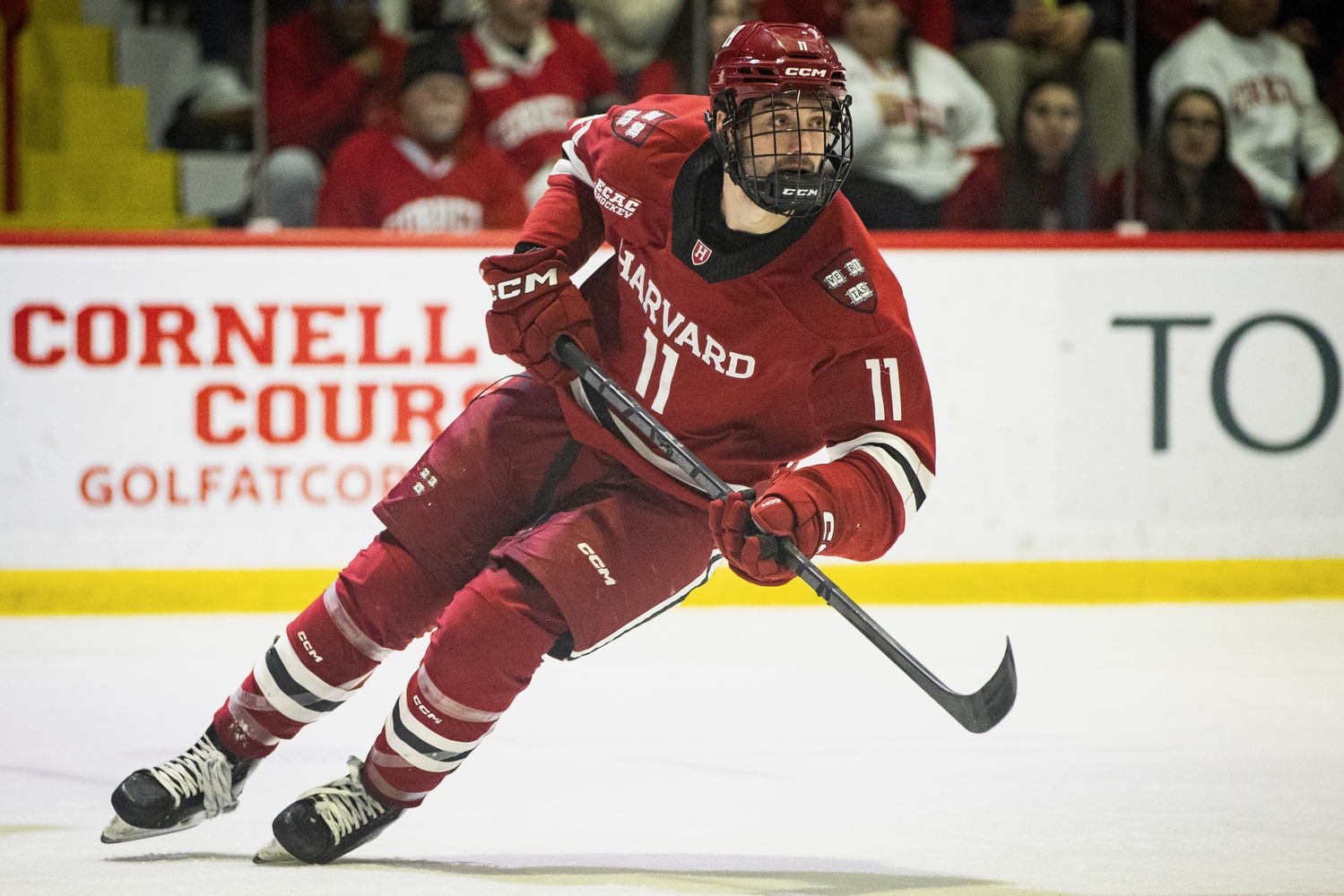 Sophomore Justin Solovey skates against the Big Red. 