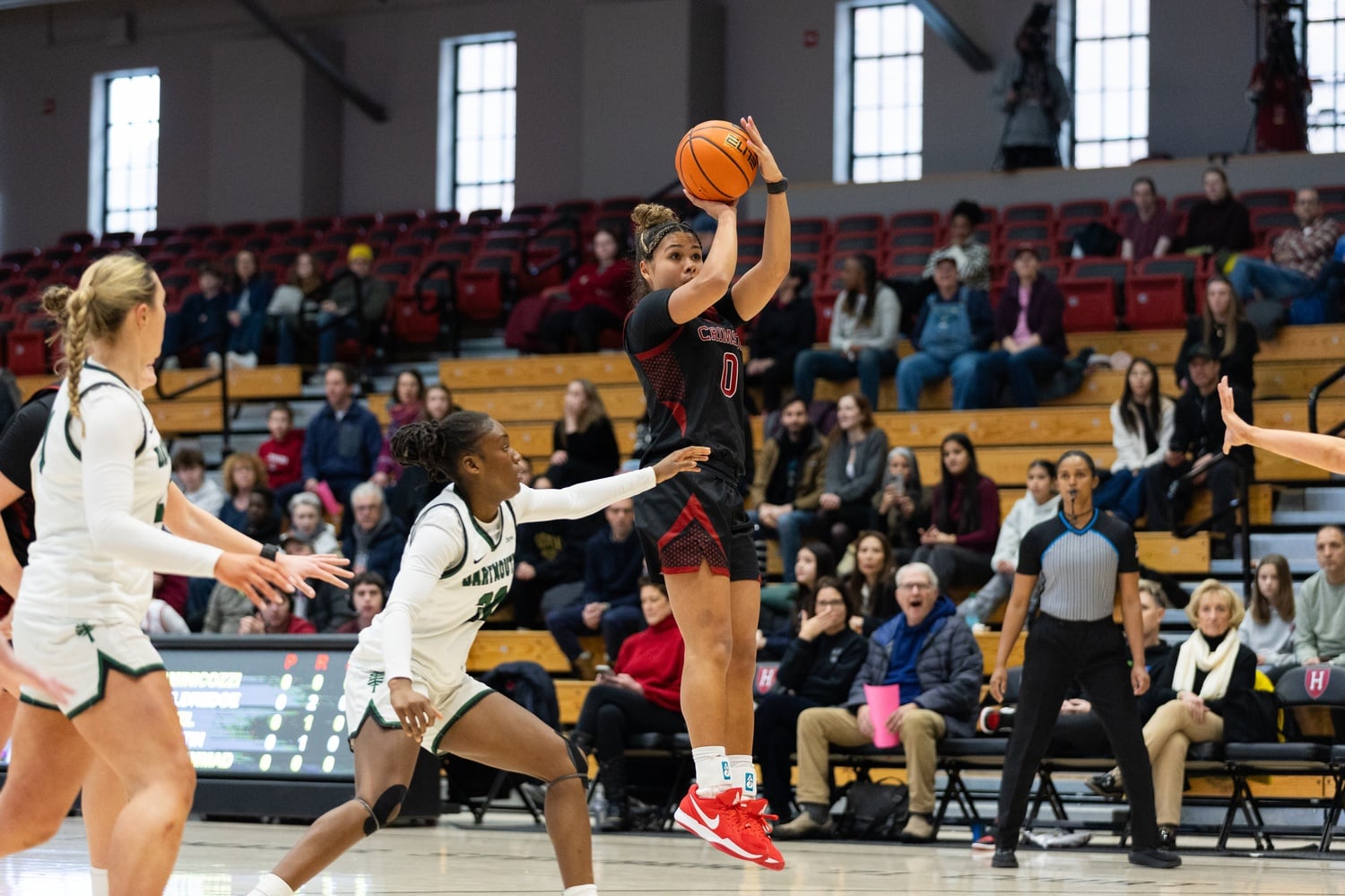 The Ivy League Rookie of the Year, Olivia Jones, hits a jump shot during a game against Dartmouth earlier this season.