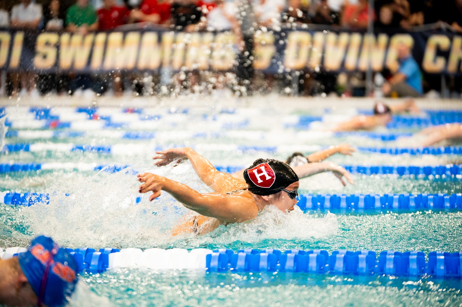 Senior Sydney Lu swims in the 100-meter butterfly at the NCAA Championships. 
