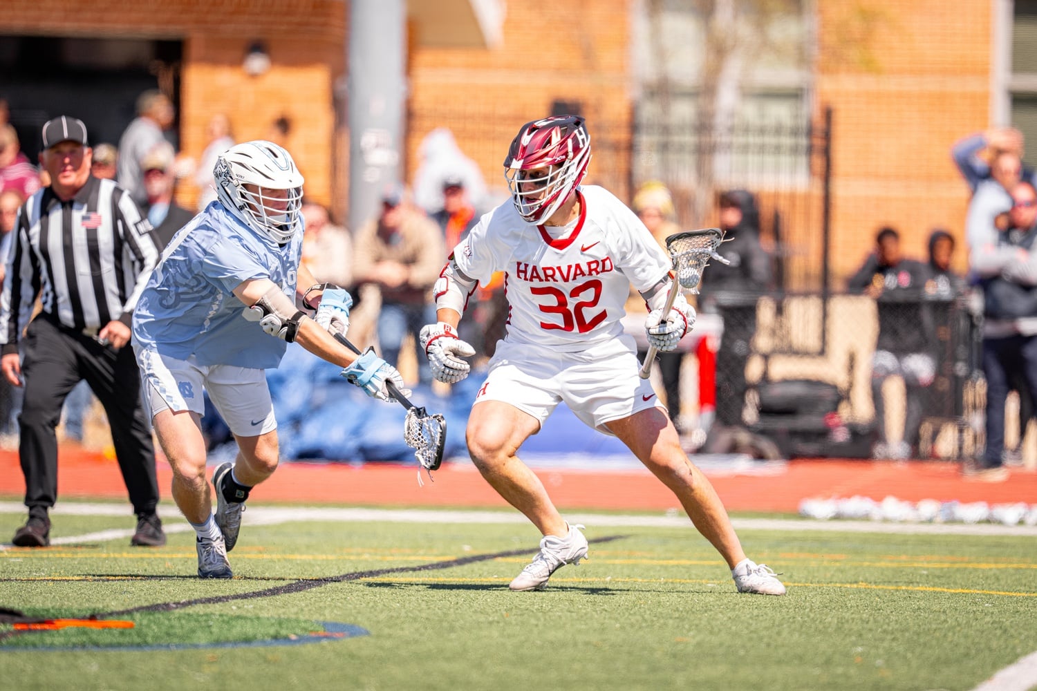 Junior midfielder Jack Peterson dodges a Tar Heel defender.