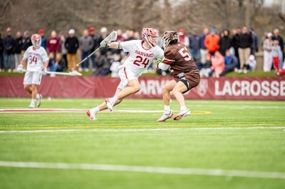 Cover image for No. 7 Harvard Survives Brawl Versus Brown, 12-10