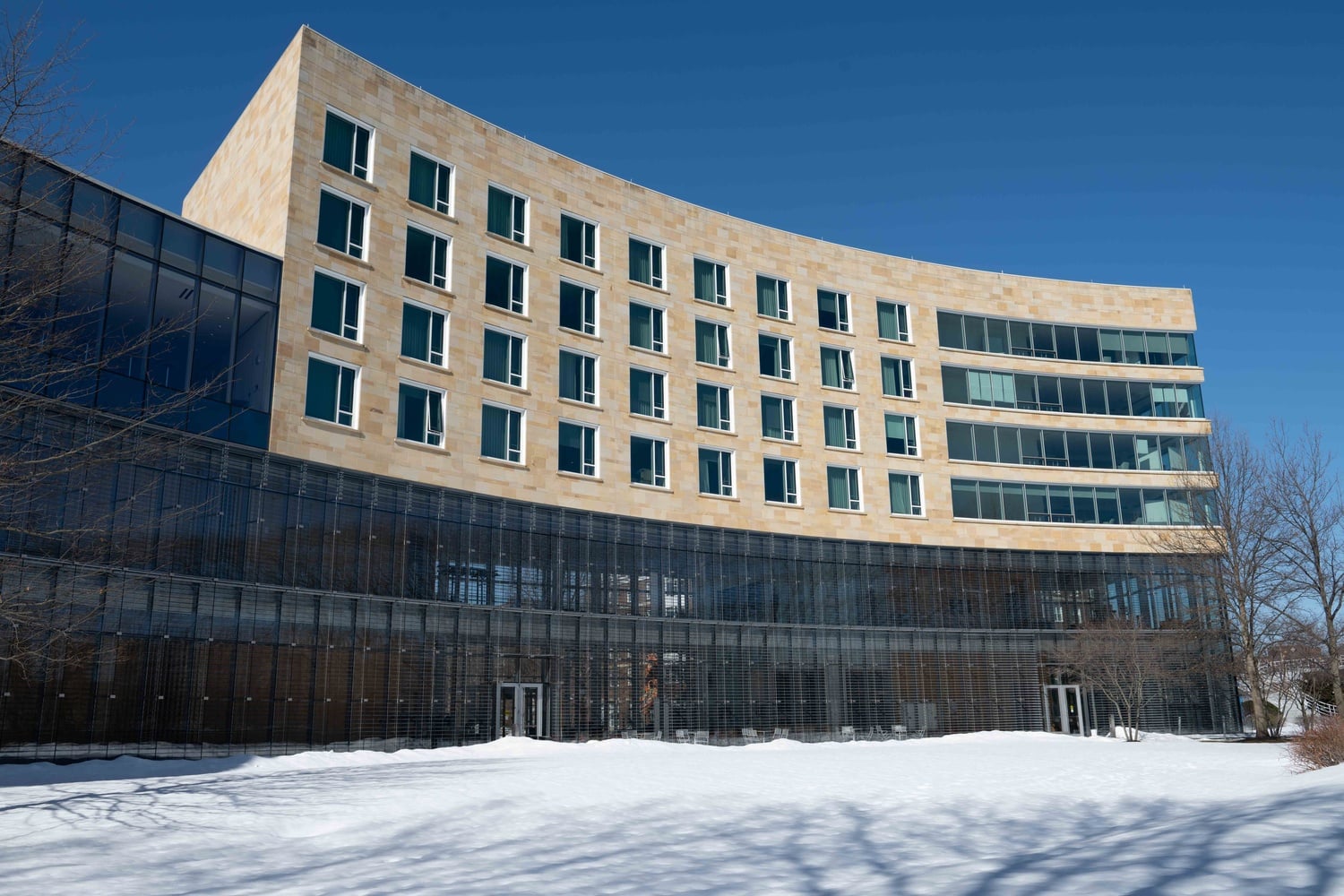 Tata Hall at the Harvard Business School. HBS is augmenting its signature case method by integrating artificial intelligence tooling and programming.