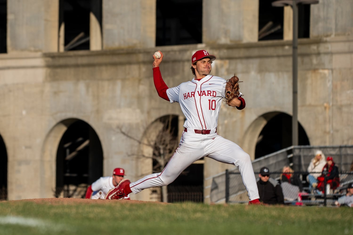 Senior Jack Smith pitched for the Crimson. During the senior's stint on the mound, he kept Northeastern scoreless.