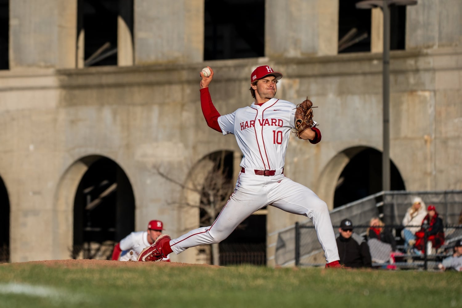 Senior Jack Smith pitched for the Crimson. During the senior's stint on the mound, he kept Northeastern scoreless.