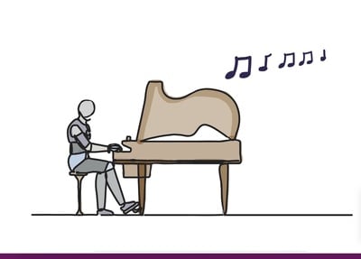 Cover image for Robot playing the piano