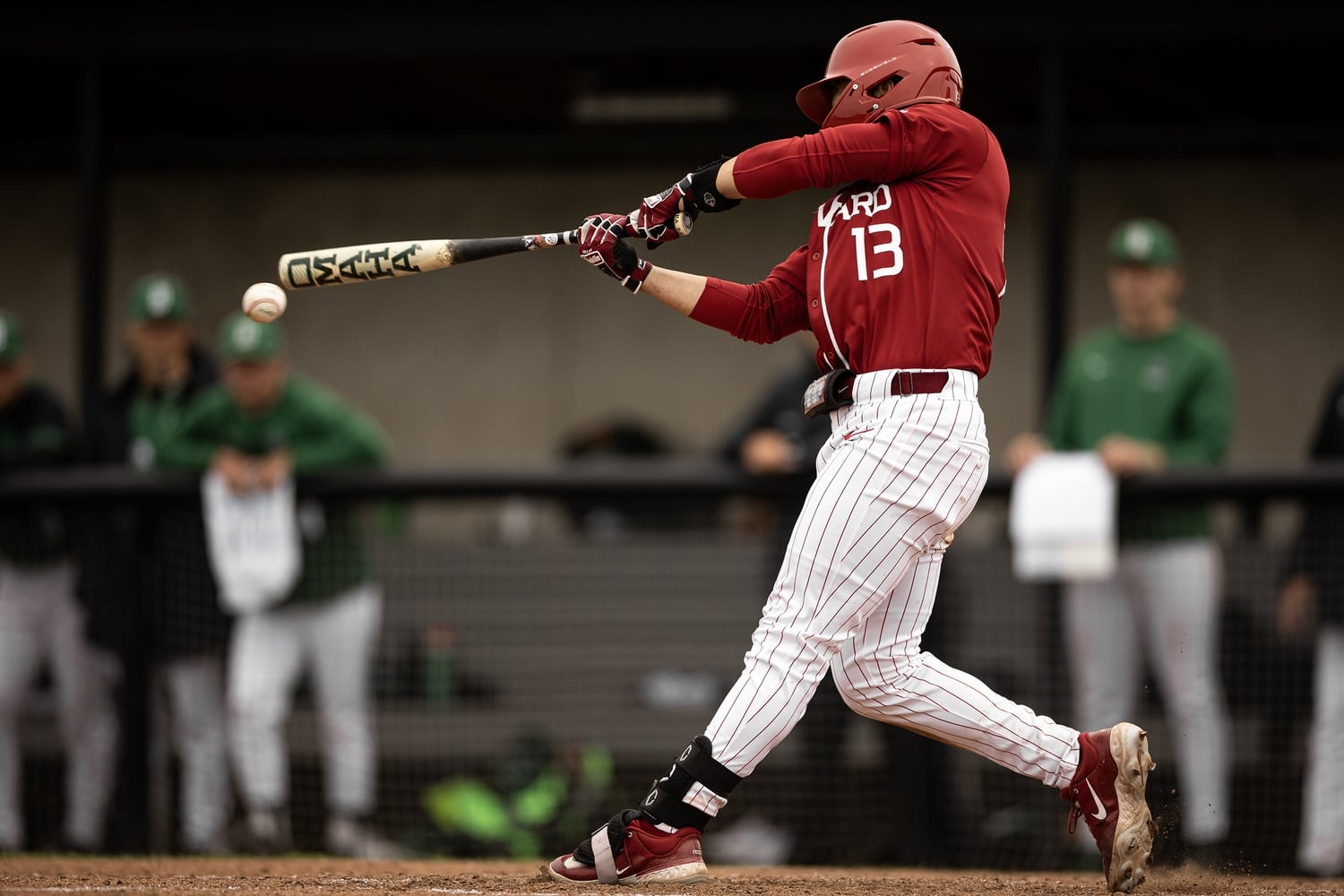 Senior Jordan Kang records a hit against Dartmouth earlier this season.