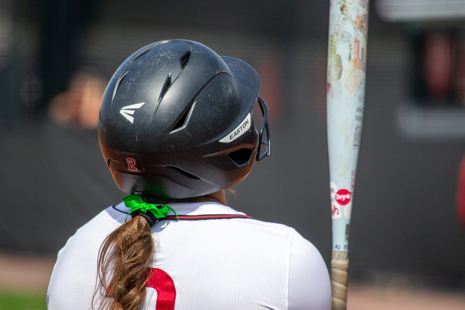A Harvard player prepares to bat.