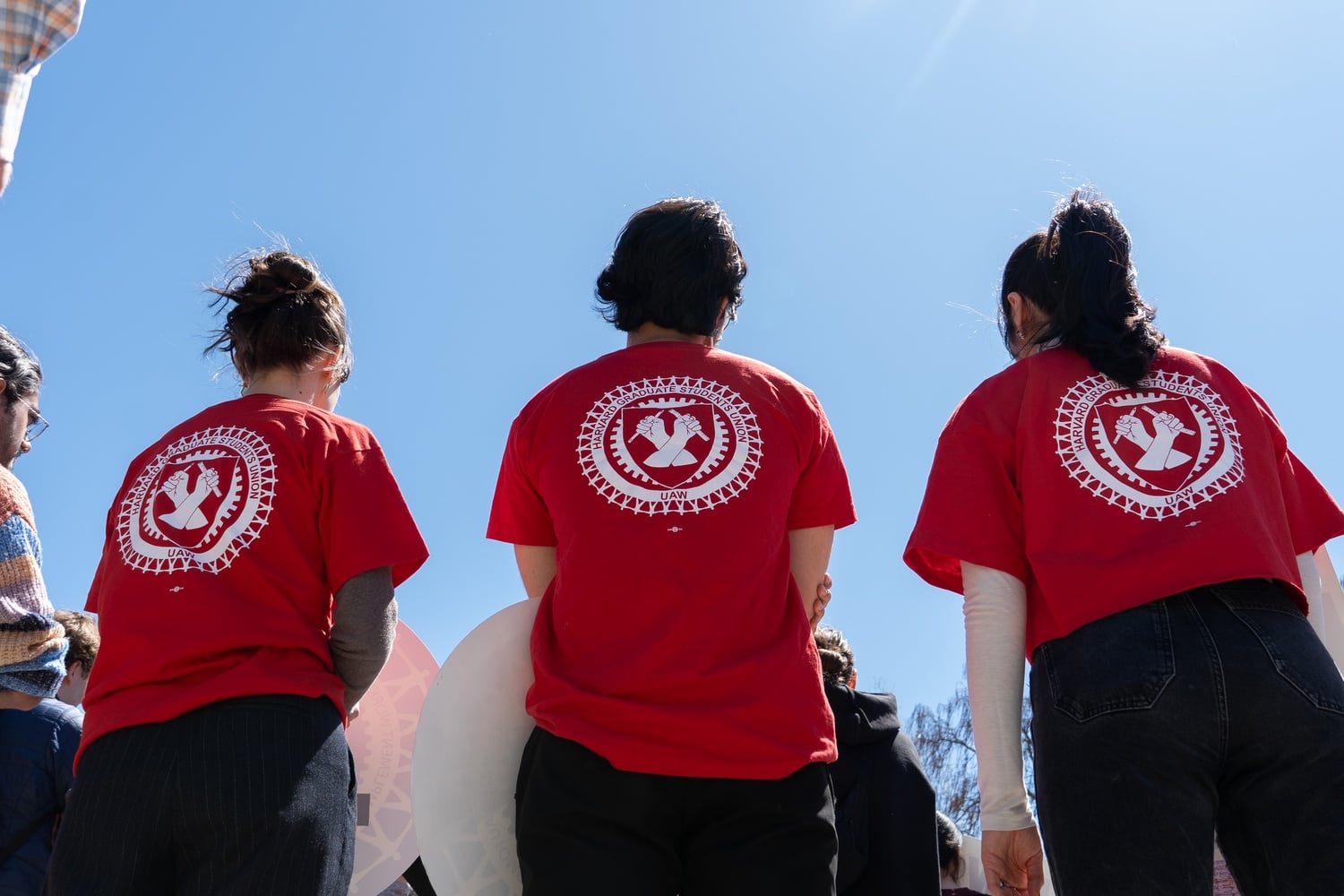 Members of the Harvard Graduate Students Union at a strike rally.