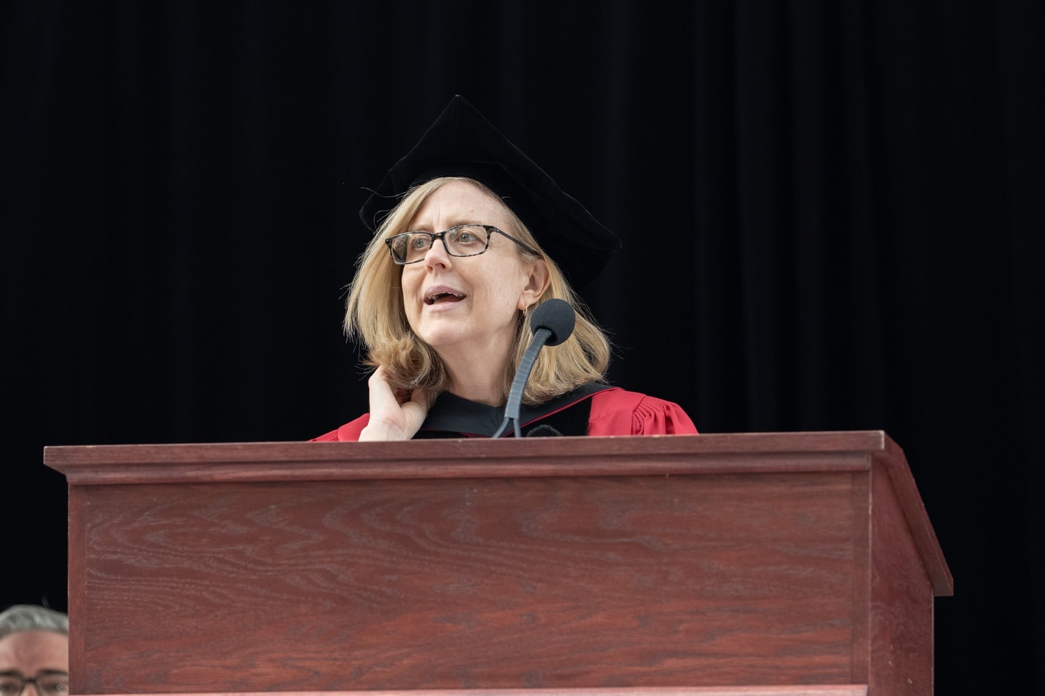 Dean of Undergraduate Education Amanda Claybaugh speaks Convocation for the Class of 2029.