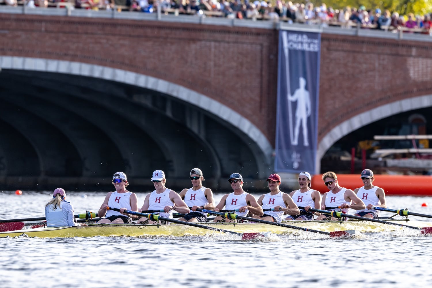 Harvard lightweight's 1V boat races at the 2025 Head of the Charles Regatta.