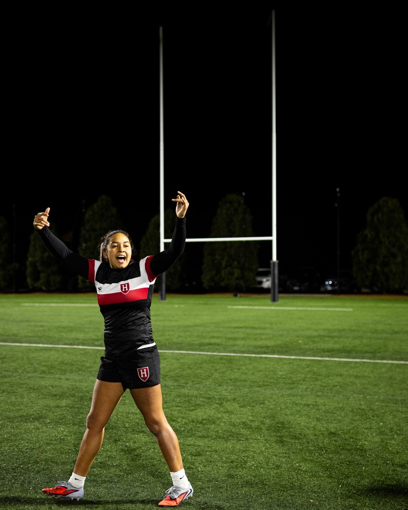 Tiahna Padilla celebrates a successful play on Mignone Field.