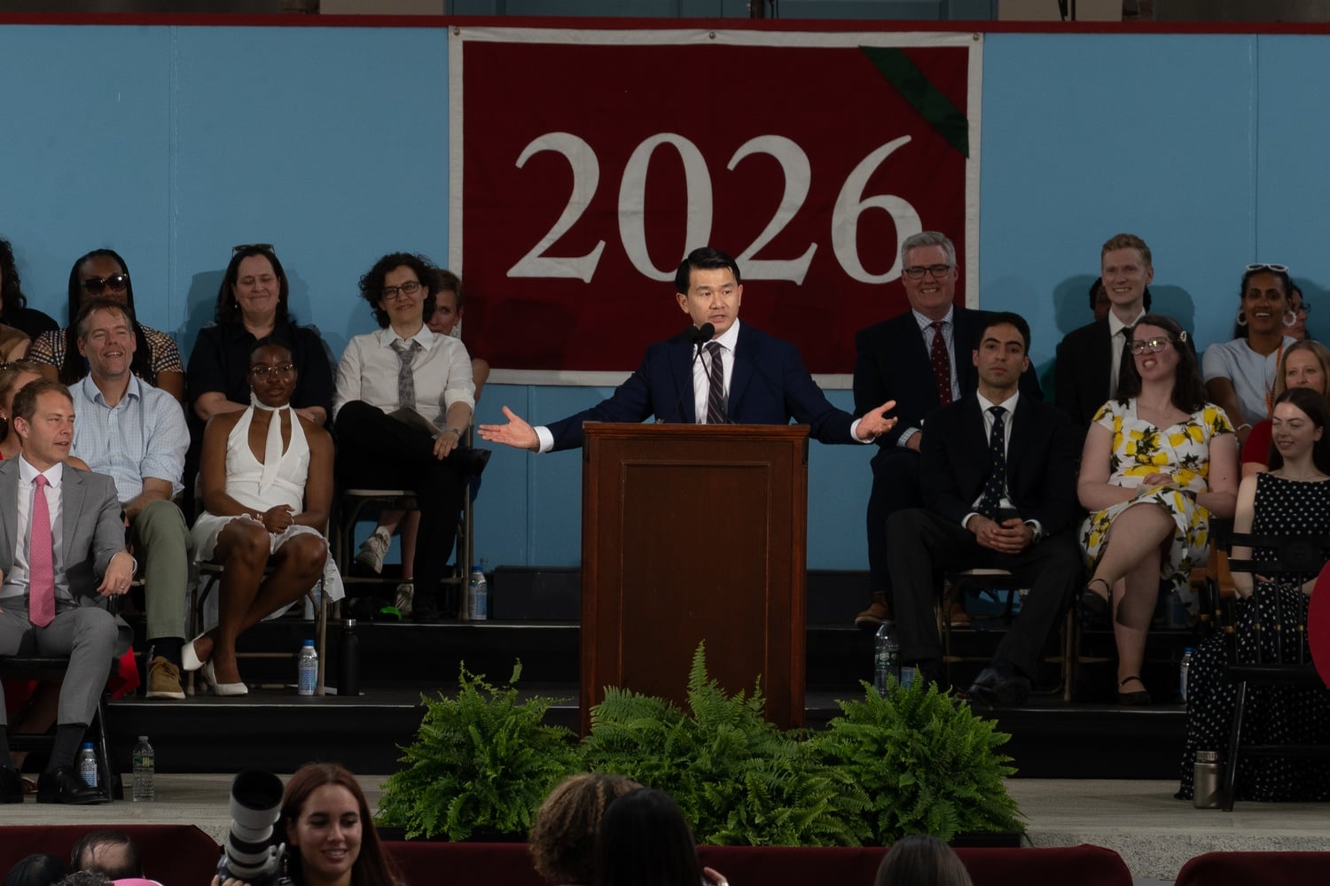 Comedian Ronny Chieng speaking at Class Day.