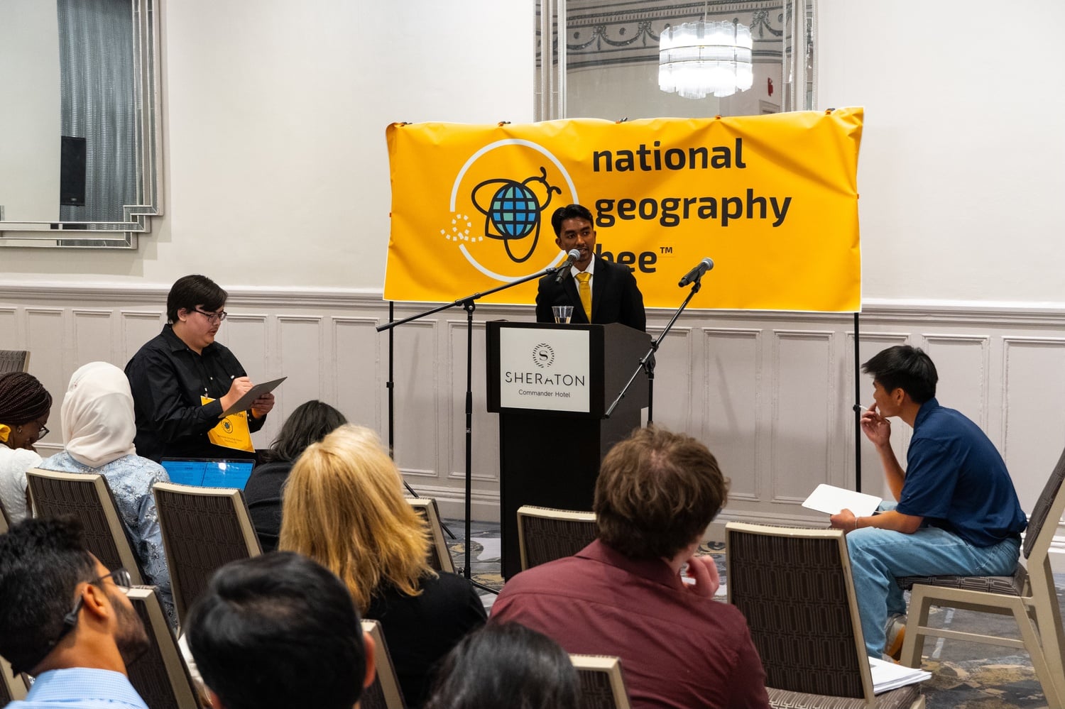 Thirty-eight high school finalists competed in the inaugural National Geography Bee in Cambridge last month.