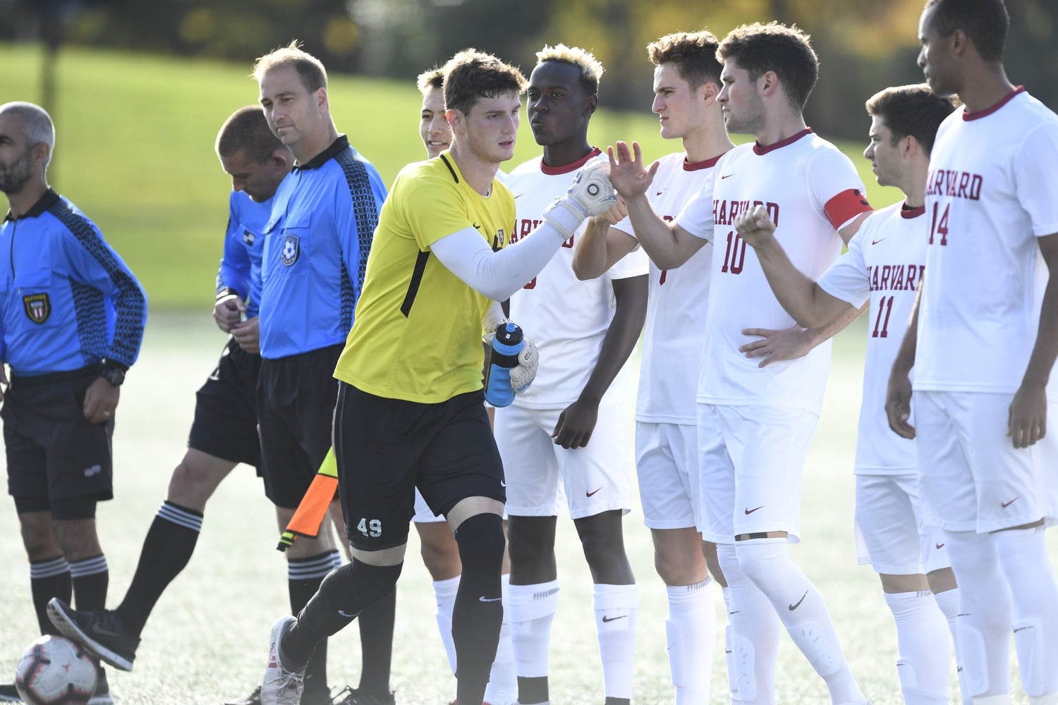Matt Freese '22 takes the field for Harvard. Today, Freese served as the goalkeeper for the USMNT in its second game of the World Cup.