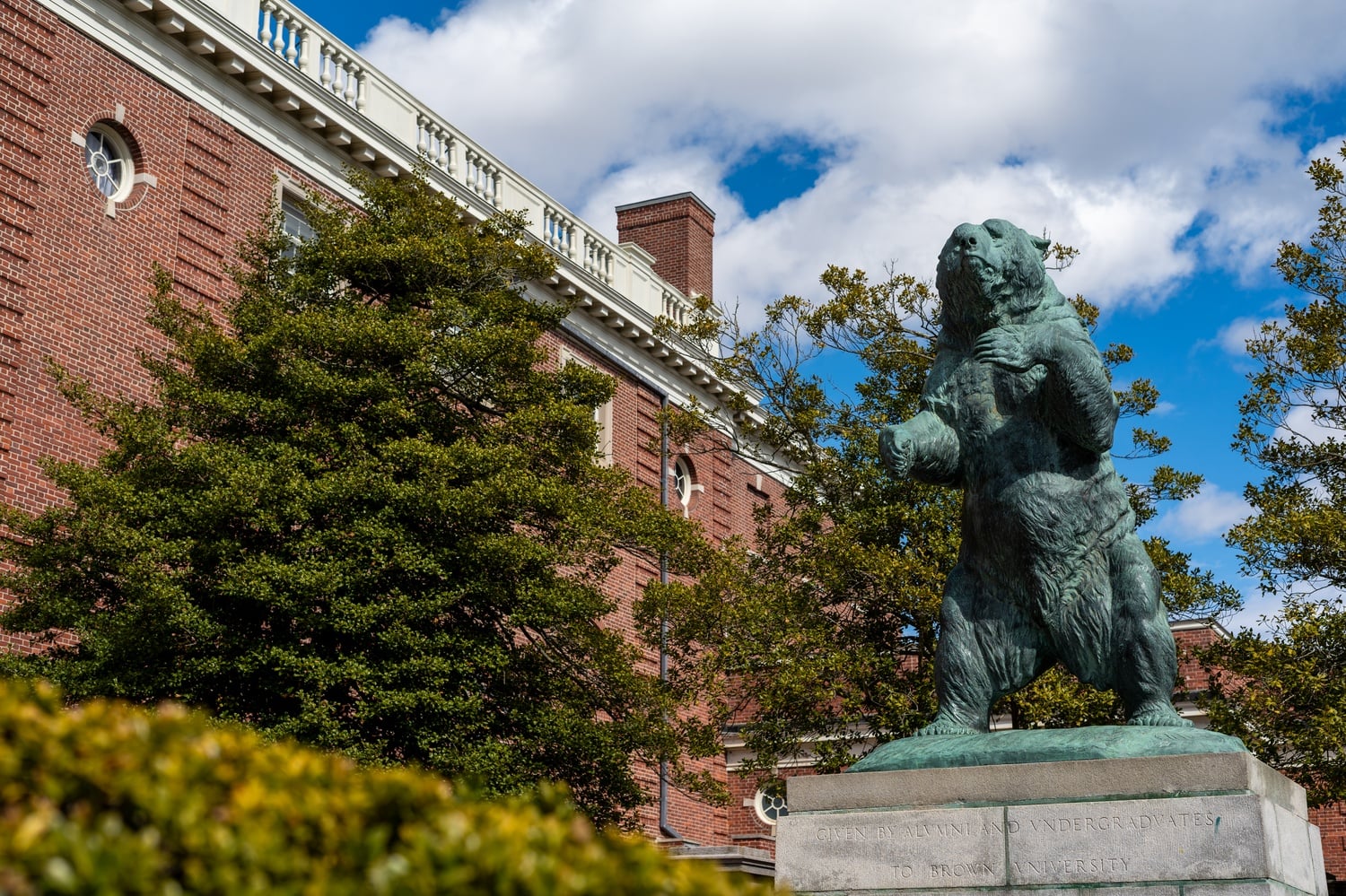 The 'Bronze Bruno' statue overlooks Brown University's College Green in Providence, Rhode Island. Administrators privately linked the planned installation of additional security cameras to the fatal shooting at Brown University.