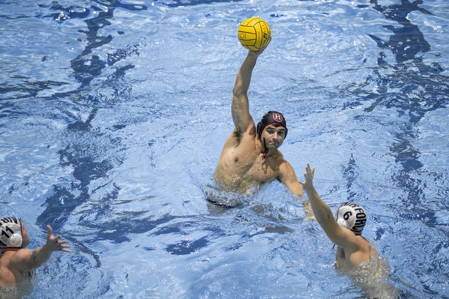 Senior utility Jack Burghardt fires a shot on goal. 