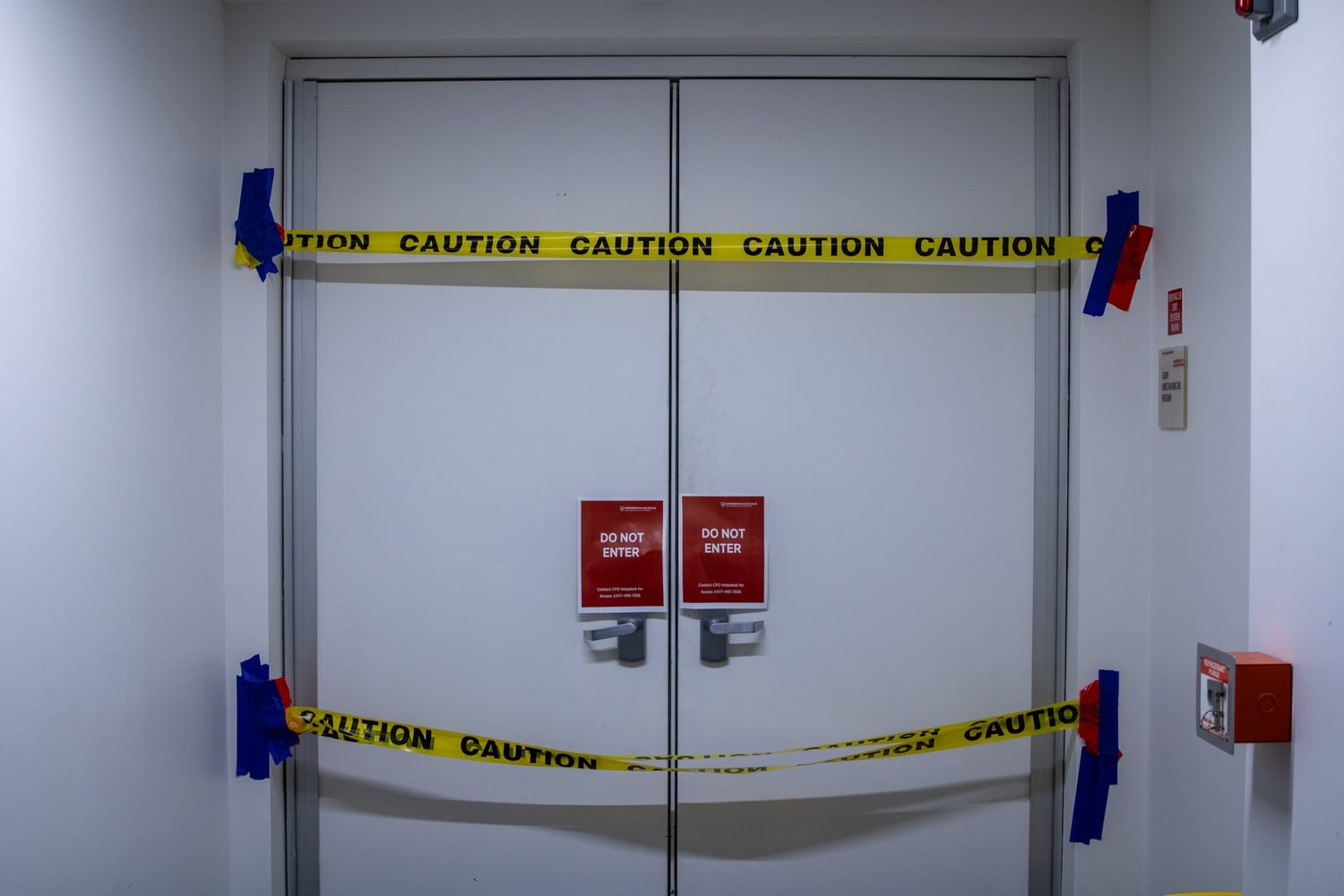 Contractors hired by HKS removed asbestos-containing materials from a mechanical room in the Rubenstein Building at HKS.