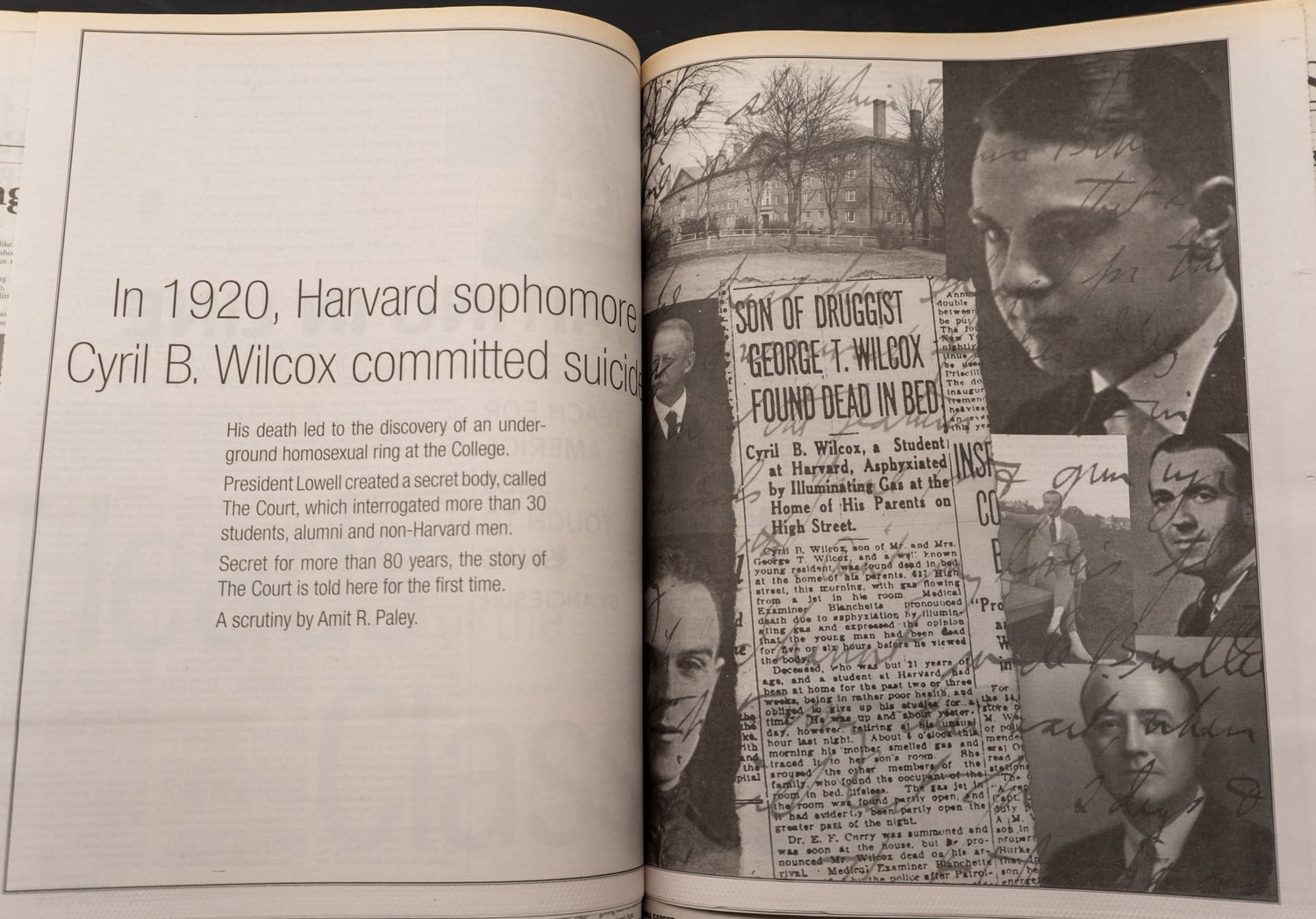 In 2002, FM published perhaps its most renowned investigative scoop in the form of a two-part scrutiny written by Amit R. Paley ’04 about the Secret Court of 1920. Paley drew from long-buried archives to detail how Harvard, under the direct auspices of former University President A. Lawrence Lowell, secretly persecuted a number of gay Harvard students.