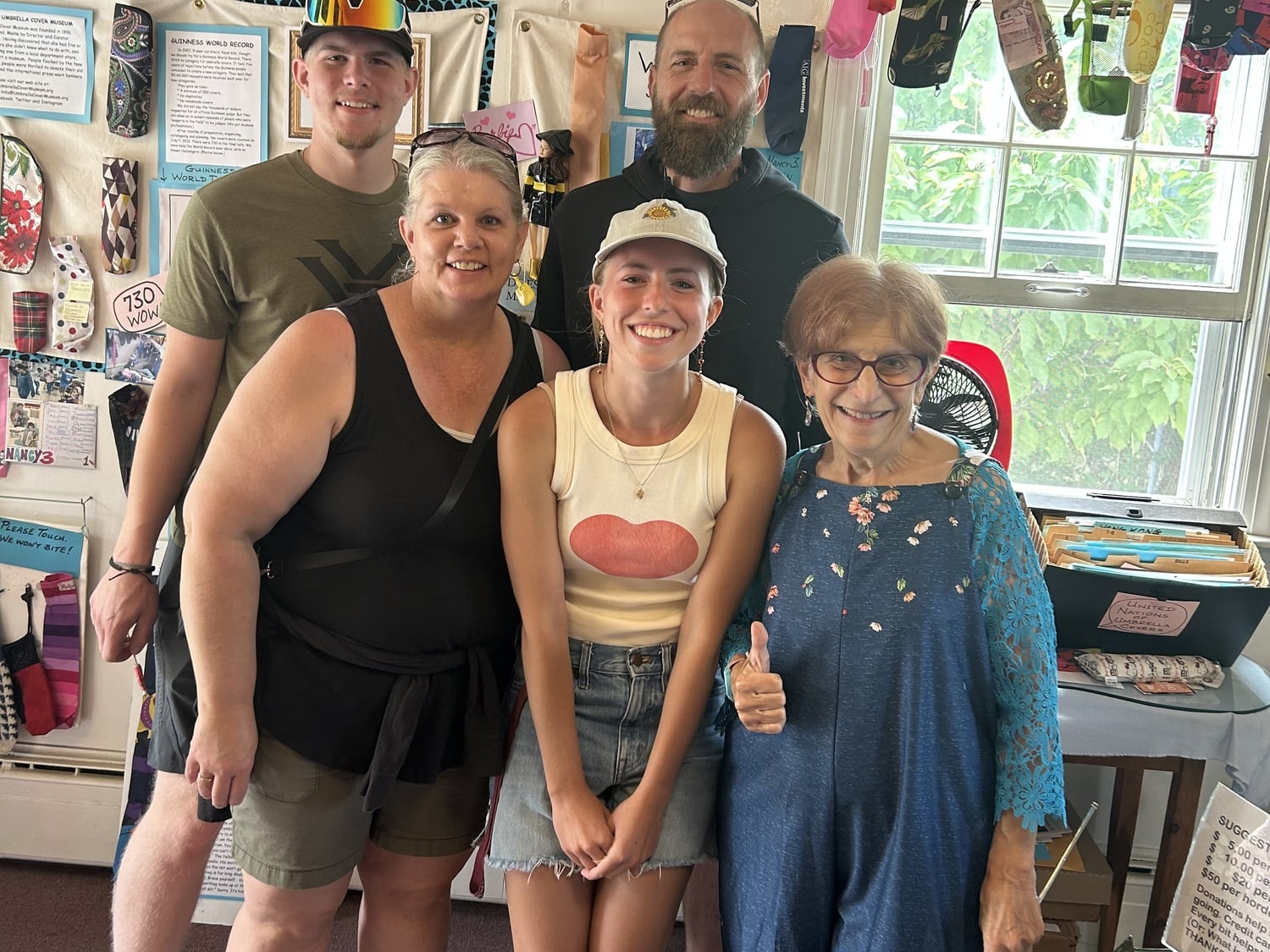 Megan brought her family from Minnesota to meet Nancy 3. Hoffman the Umbrella Cover Museum.
