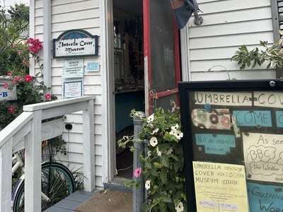 Cover image for Umbrella cover museum front door