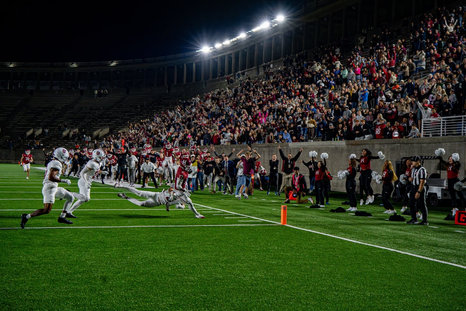 Freshman receiver Nate Bailey bolts to the end zone in the final seconds of the game against Colgate. 