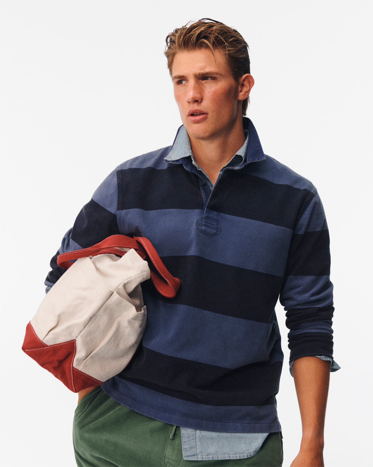 Joe Baker models for J. Crew's fall preppy campaign. 
