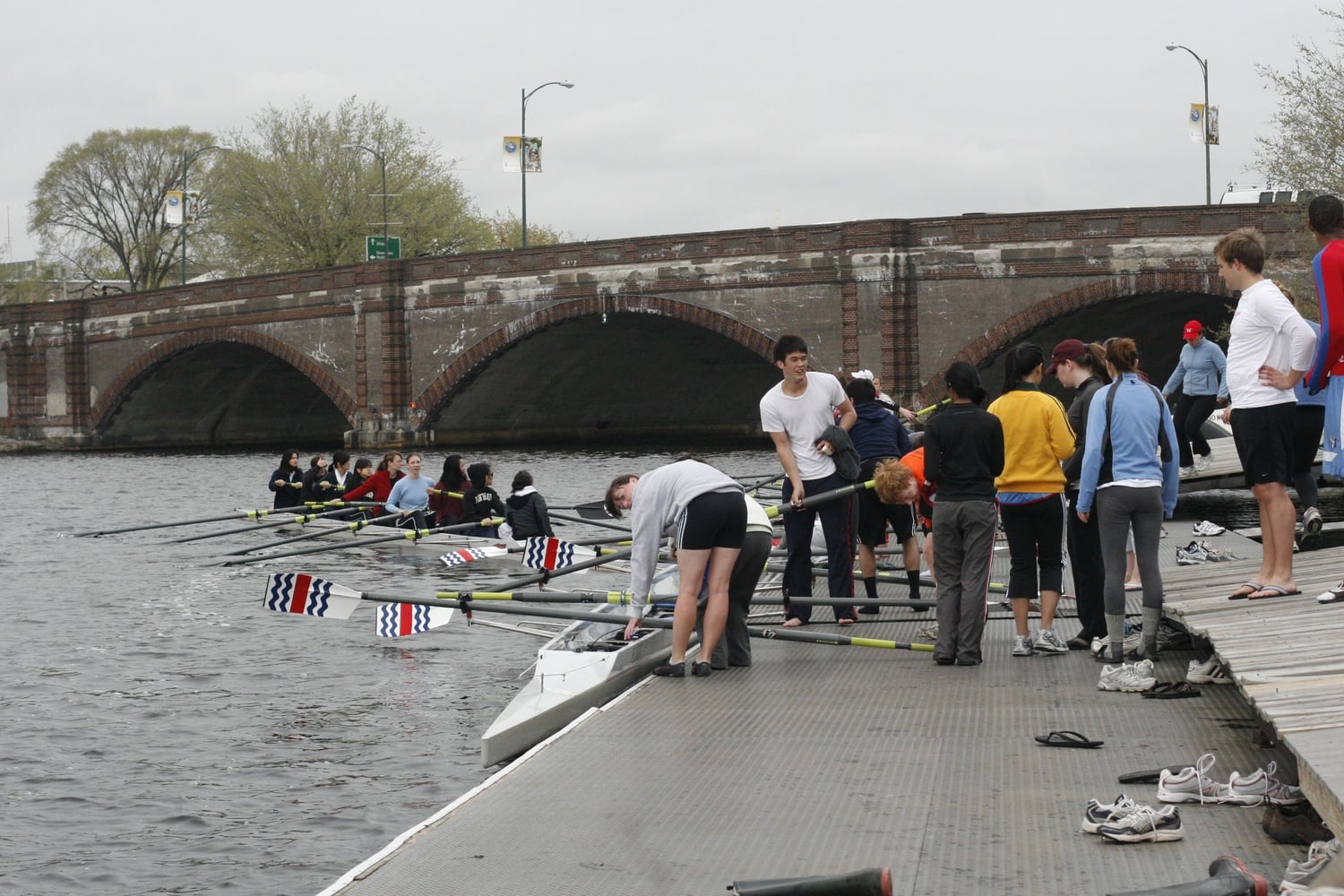Intramural Rowing participants from all houses at the Weld Boathouse dock in April 2008. Harvard did not host House crew or recreational sculling last spring after the longtime director of both programs retired.