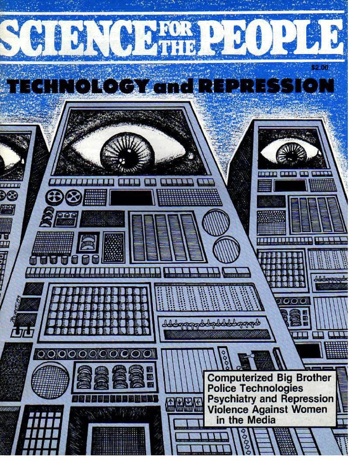 The cover of Science for the People's March/April 1983 issue (Vol. 15 No. 2), drawn by Linda Bourke.