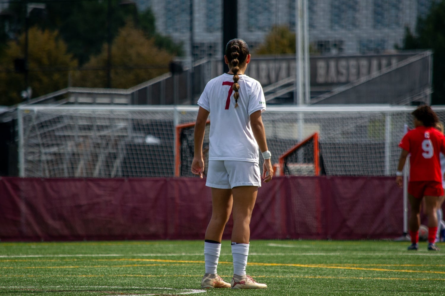 Sophomore midfielder Elsa Santos López stands on the pitch during a game against Cornell. 
