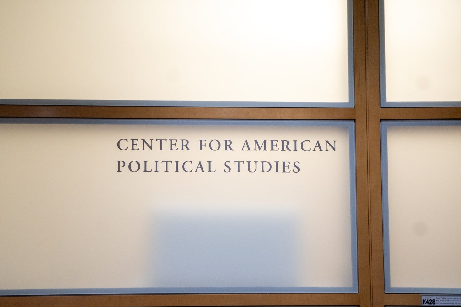 The Center for American Political Studies is located on the fourth floor of the Center for Government and International Studies's Knafel building.