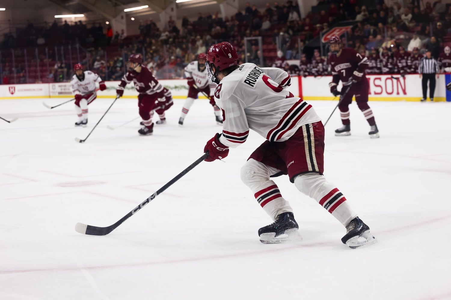 Sophomore forward Heikki Ruohonen executes a breakout. 